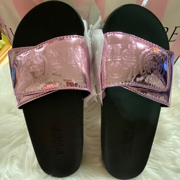 PINK Victoria's Secret Shoes - 🍃VS PINK Slide Sandals Mettalic